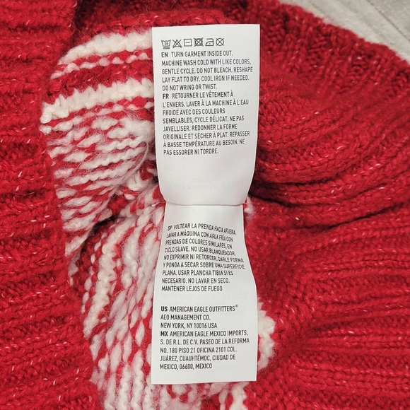 American Eagle Sweater Womens S Fair Isle Snowdrift Knit Red White NWT - Picture 9 of 12